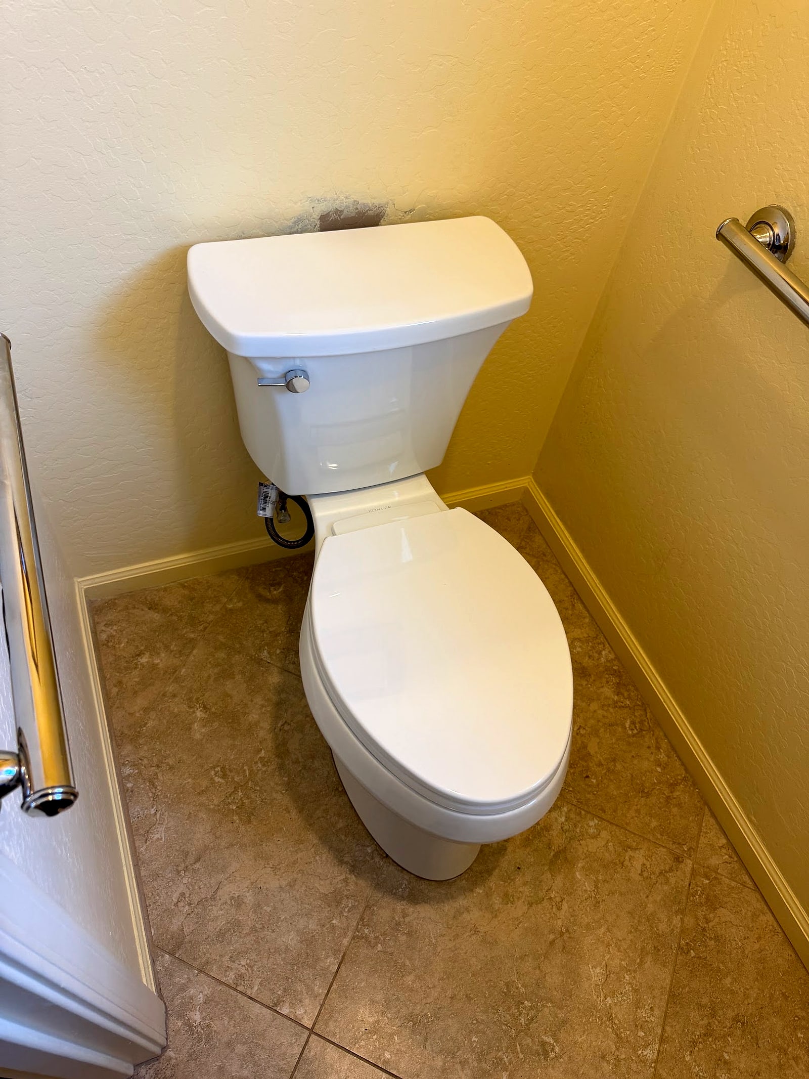 New toilet installed in a bathroom