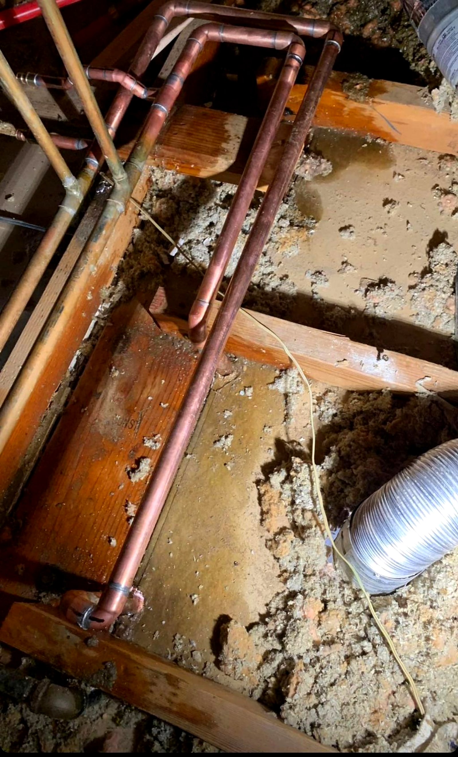 New copper lines laid under a floor